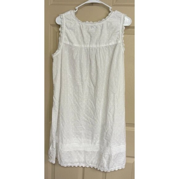 Sigred Olsen Cotton Night Gown White Size 1X Crochet Edge Trim - Picture 1 of 5